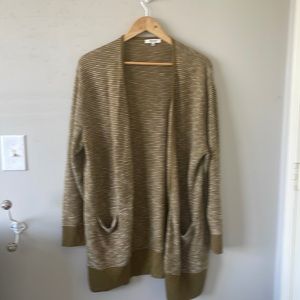 Madewell summer weight green striped cardigan size L